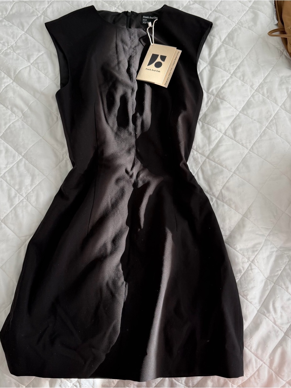 Frank & Oak Black Cap-Sleeve Sheath Dress